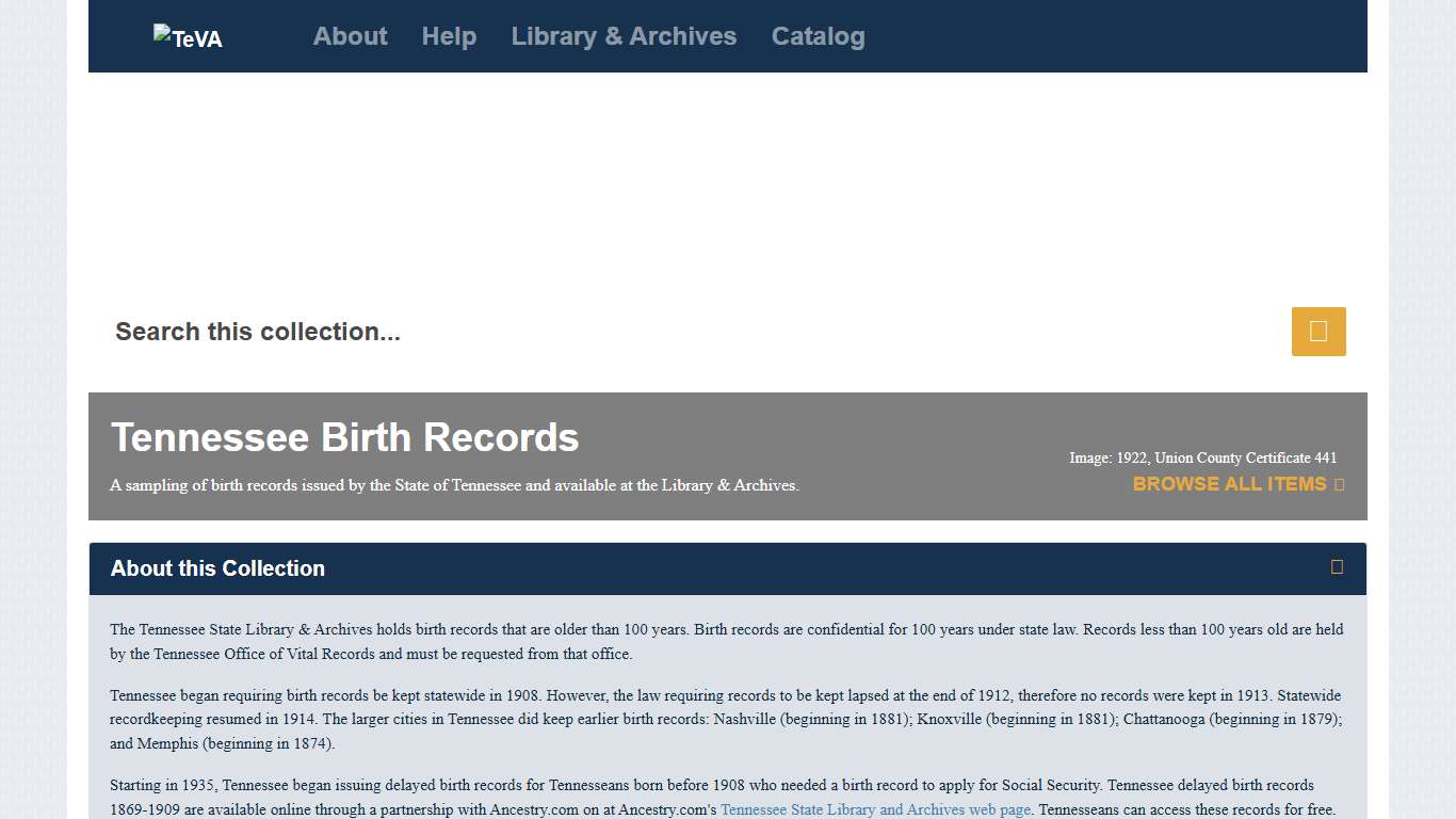 Tennessee Birth Records