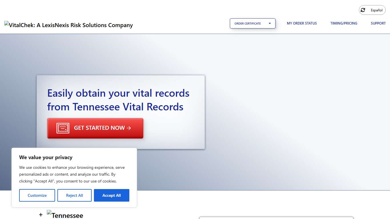 Tennessee Vital Records (TN) | Order Certificates - VitalChek